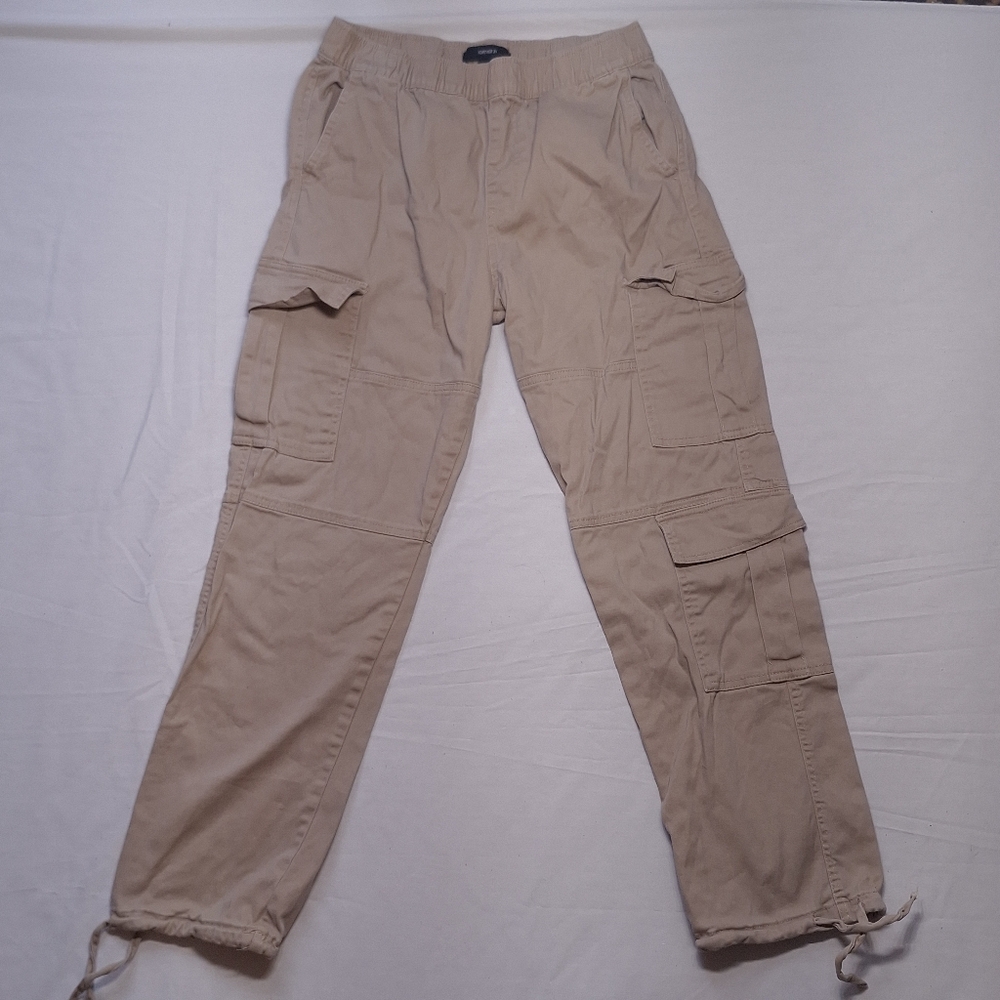 Forever 21 Tan Cargo Pants Drawstring Cuffs, Size Medium